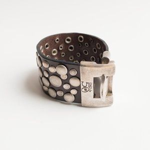 UNO de 50 Silver Tone Brown Leather Bracelet Handcrafted